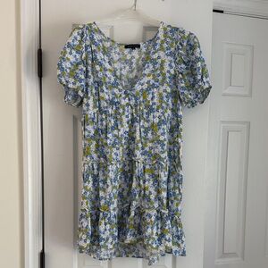 Kendall & Kylie Blue and Green Floral Blouse